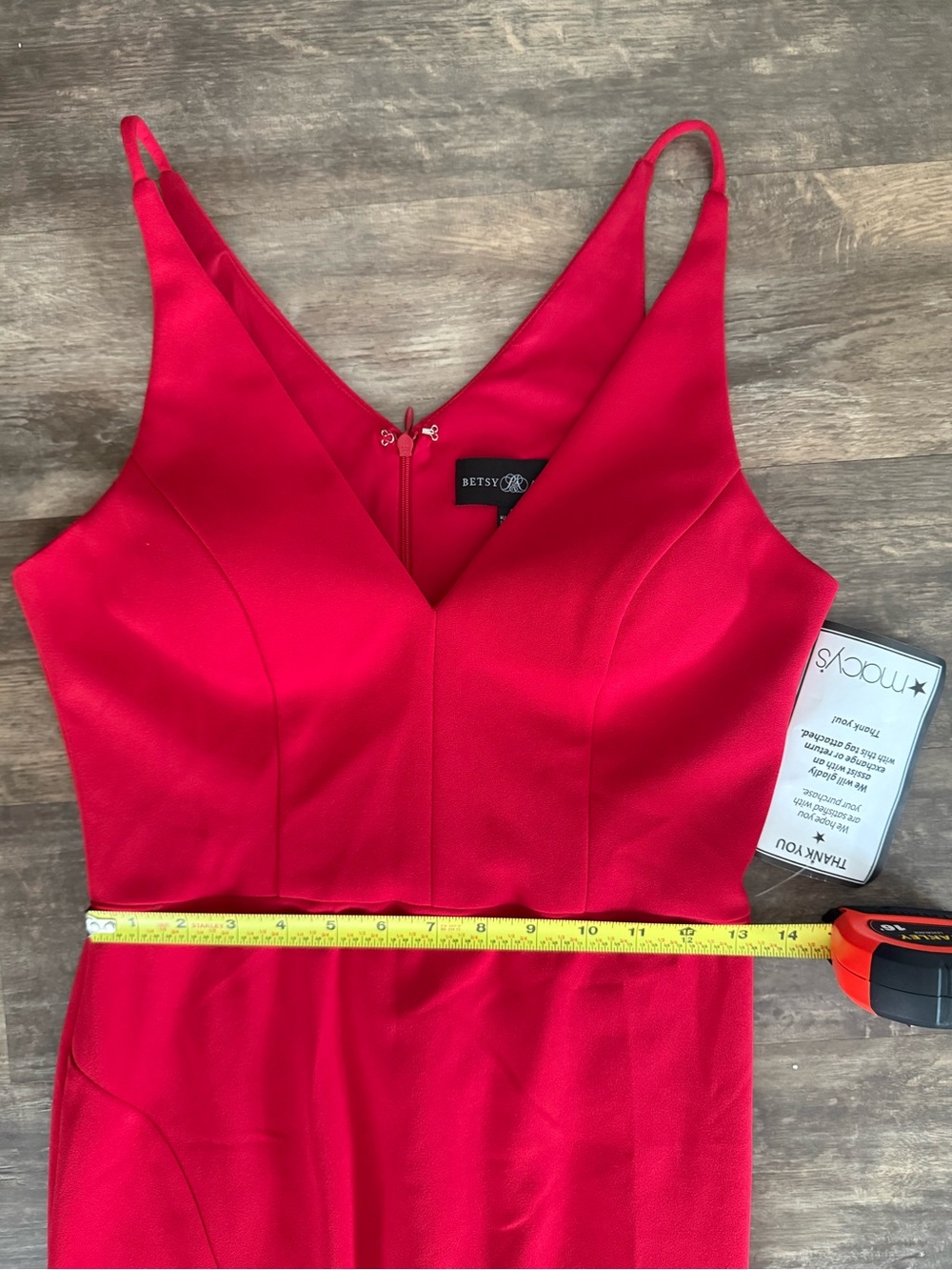 Betsy & Adam Red Ruffle Slip Maxi Dress - Picture 7 of 9
